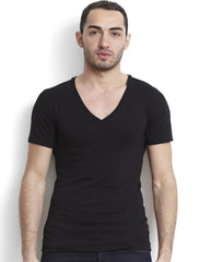 Black Pima Unisex Deep V-Neck Tee