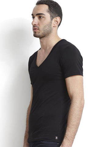 Black Pima Unisex Deep V-Neck Tee