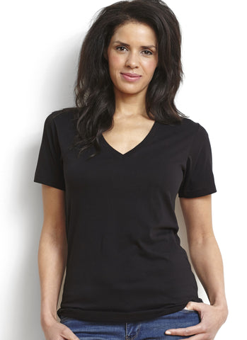 Black Pima Unisex Deep V-Neck Tee