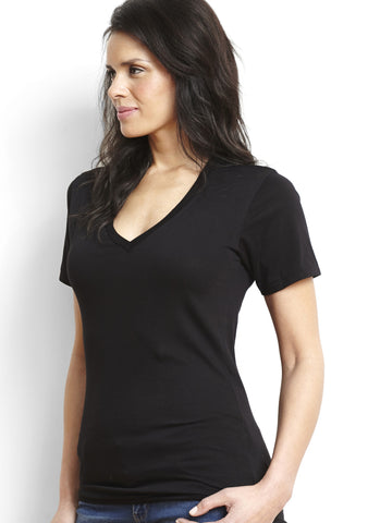 Black Pima Unisex Deep V-Neck Tee
