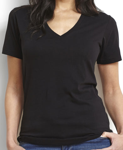Black Pima Unisex Deep V-Neck Tee