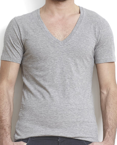 Black Pima Unisex Deep V-Neck Tee